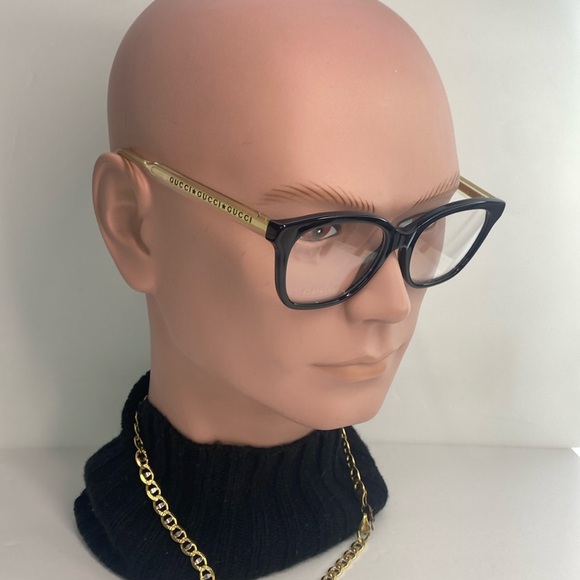 Gucci Seasonal-Icon GG0566O 001 Eyeglasses unisex Black/Crystal 52-18-140mm - Picture 1 of 14